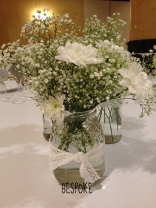 Centros flores boda tarros de cristal